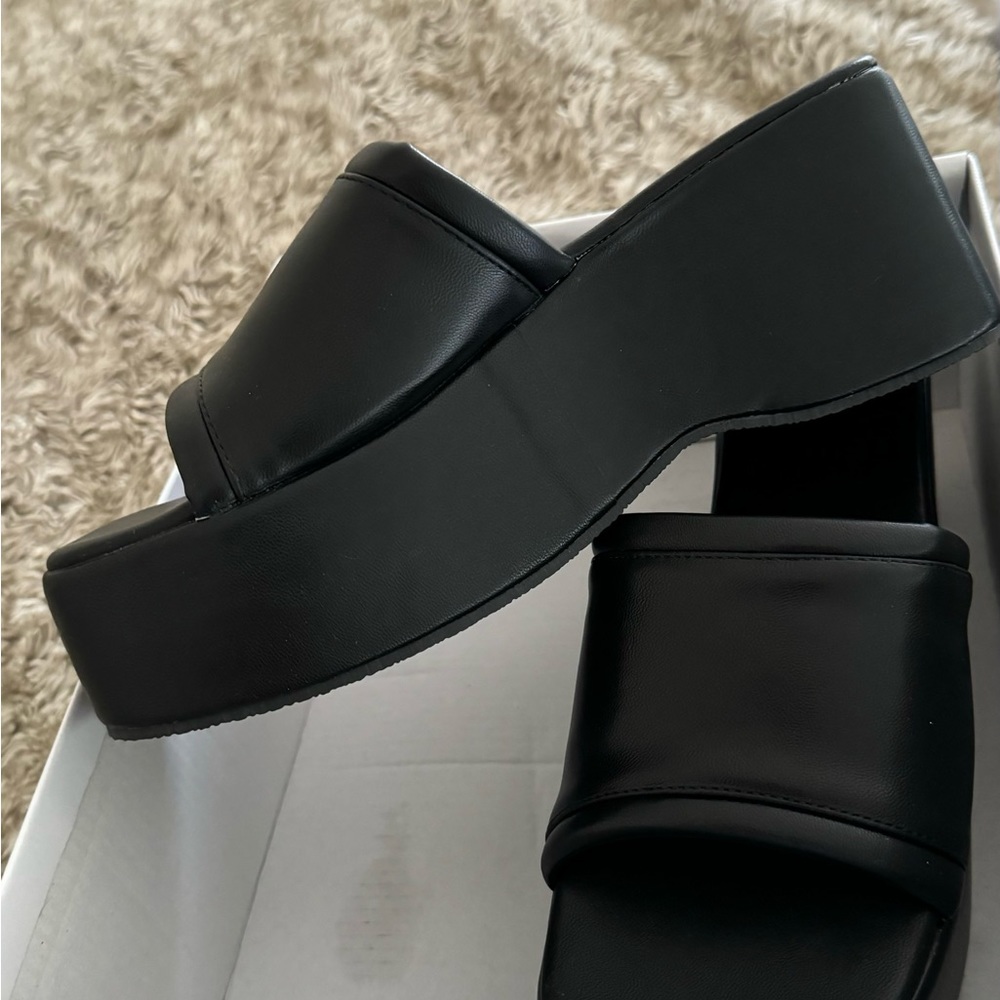 Black Wedge Platform Sandals